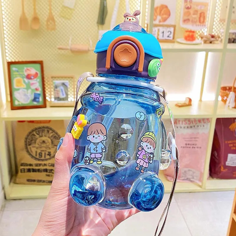 1L Children Water Bottle Squeeze Water Bottle With Stickers