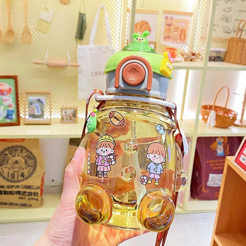 1L Children Water Bottle Squeeze Water Bottle With Stickers