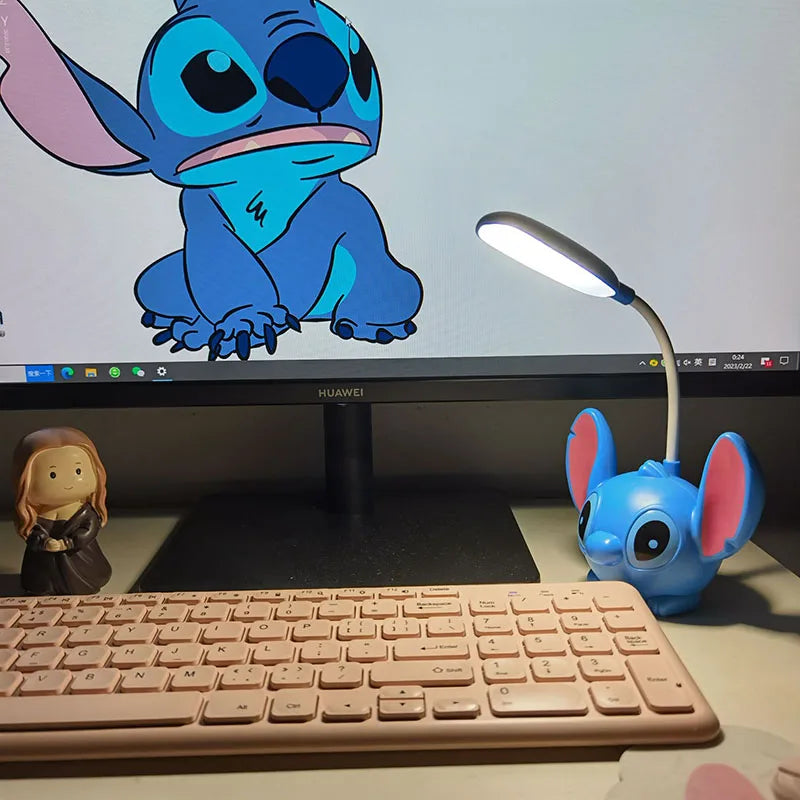 Luminária de Mesa Lilo & Stitch, com apontador, Luz noturna ideal para lér livros a noite